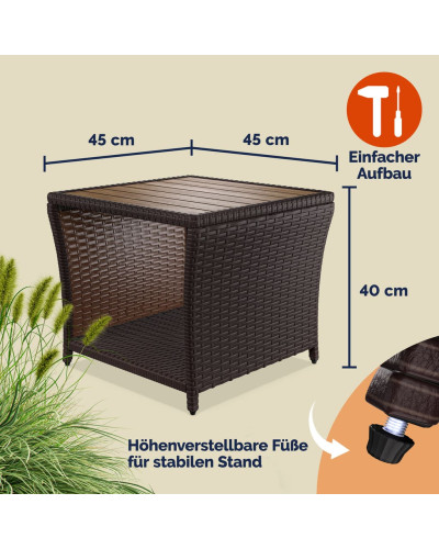 Beistelltisch Rattan Akazie Massivholz Schwarz